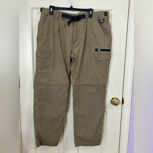BC Clothing Co Convertible Pants Men XL x 30 Tan Cargo Hiking Stretch Zip Off